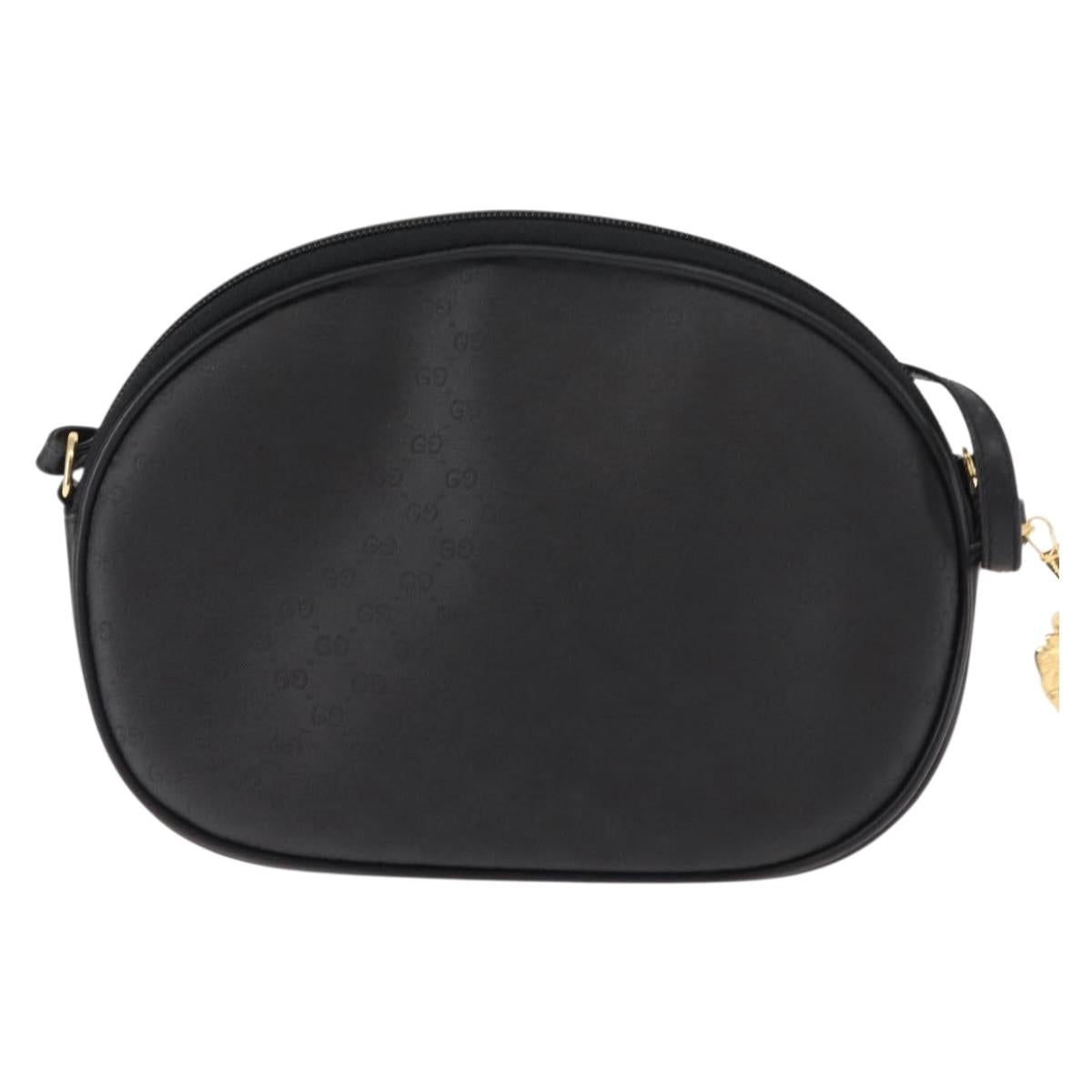 GUCCI Micro GG Canvas Shoulder Bag PVC Leather Black Auth ep11104