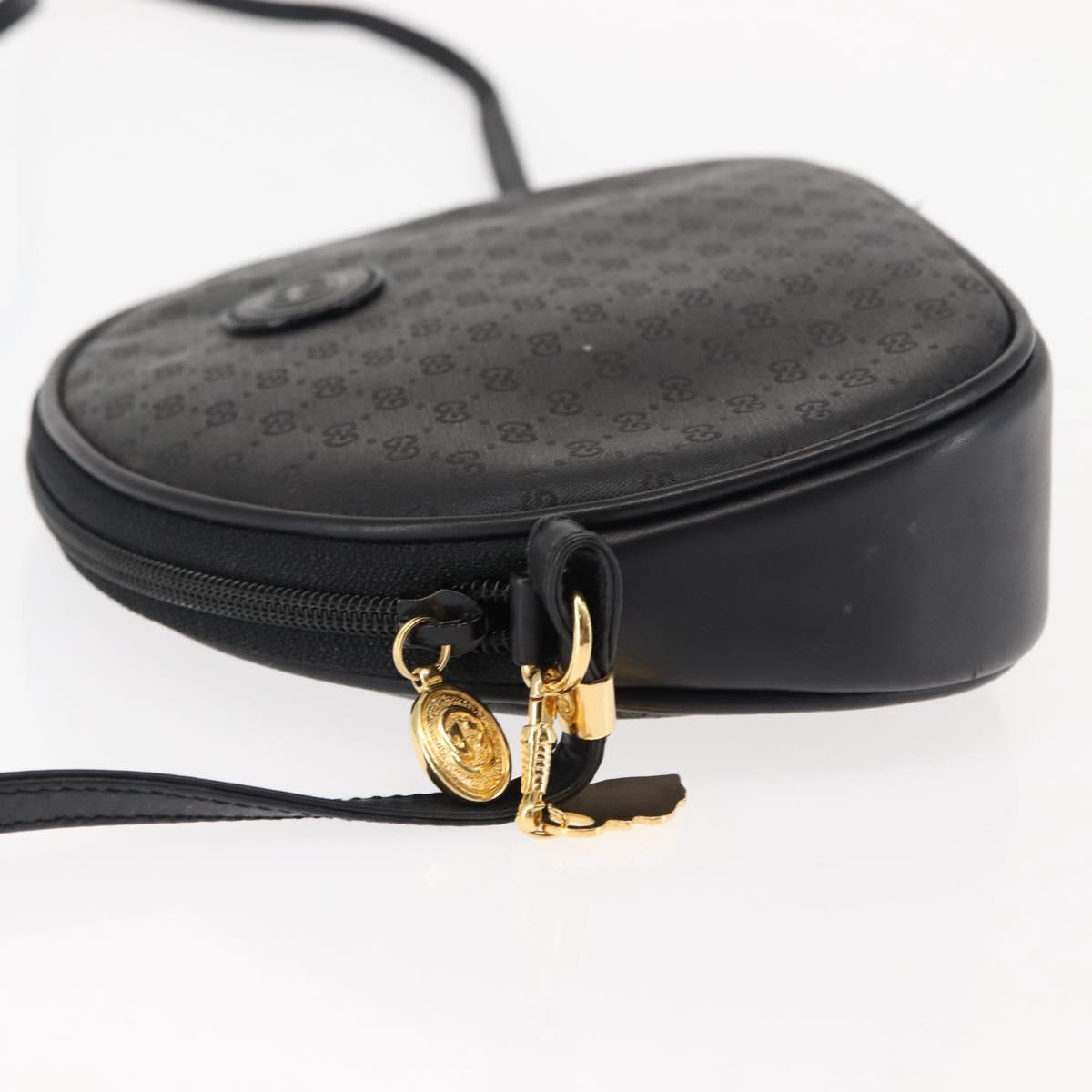 GUCCI Micro GG Canvas Shoulder Bag PVC Leather Black Auth ep11104