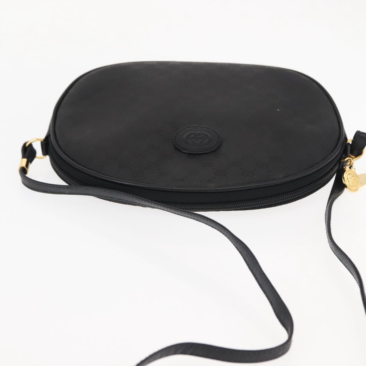 GUCCI Micro GG Canvas Shoulder Bag PVC Leather Black Auth ep11104