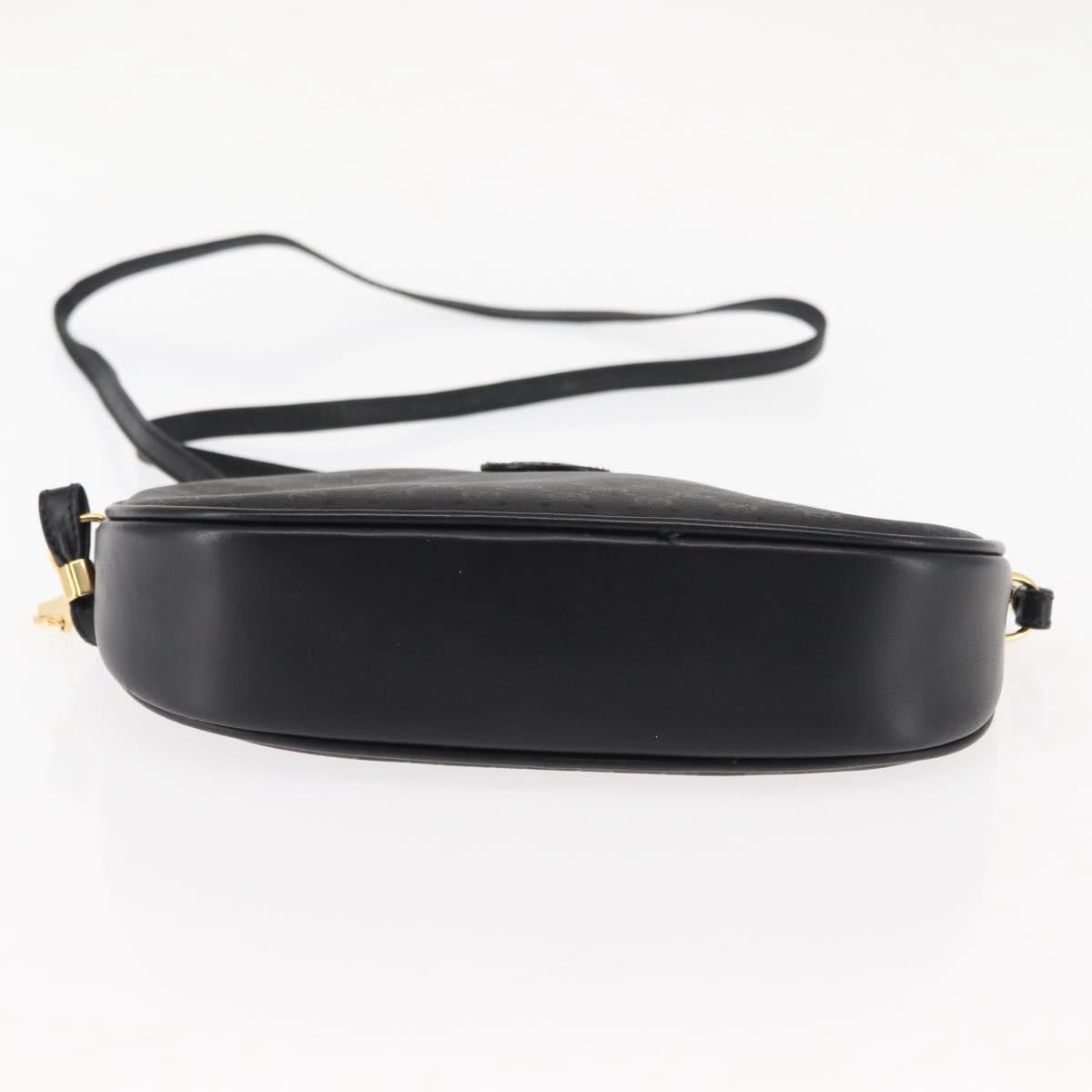 GUCCI Micro GG Canvas Shoulder Bag PVC Leather Black Auth ep11104