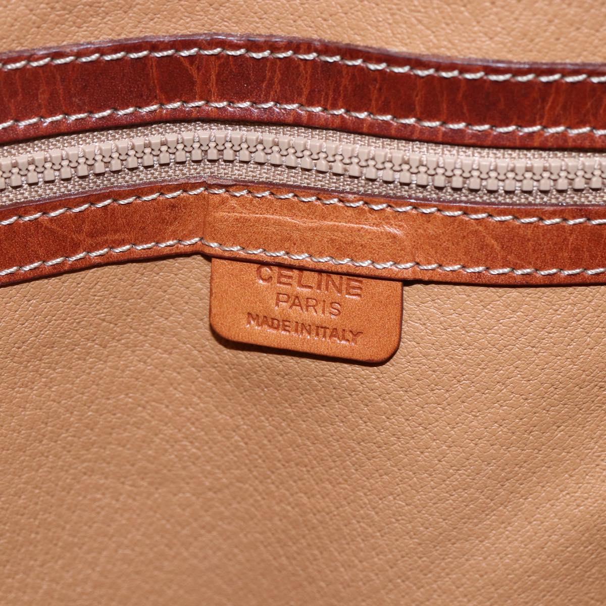 CELINE Macadam Canvas Tote Bag PVC Leather Brown Gold Auth ep11109