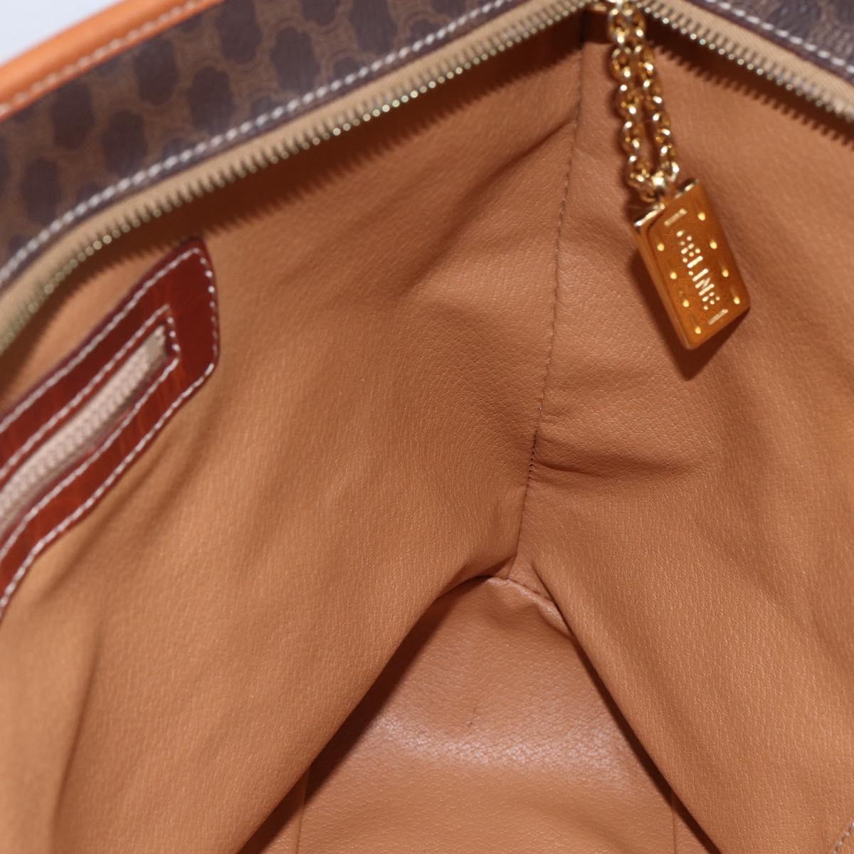 CELINE Macadam Canvas Tote Bag PVC Leather Brown Gold Auth ep11109