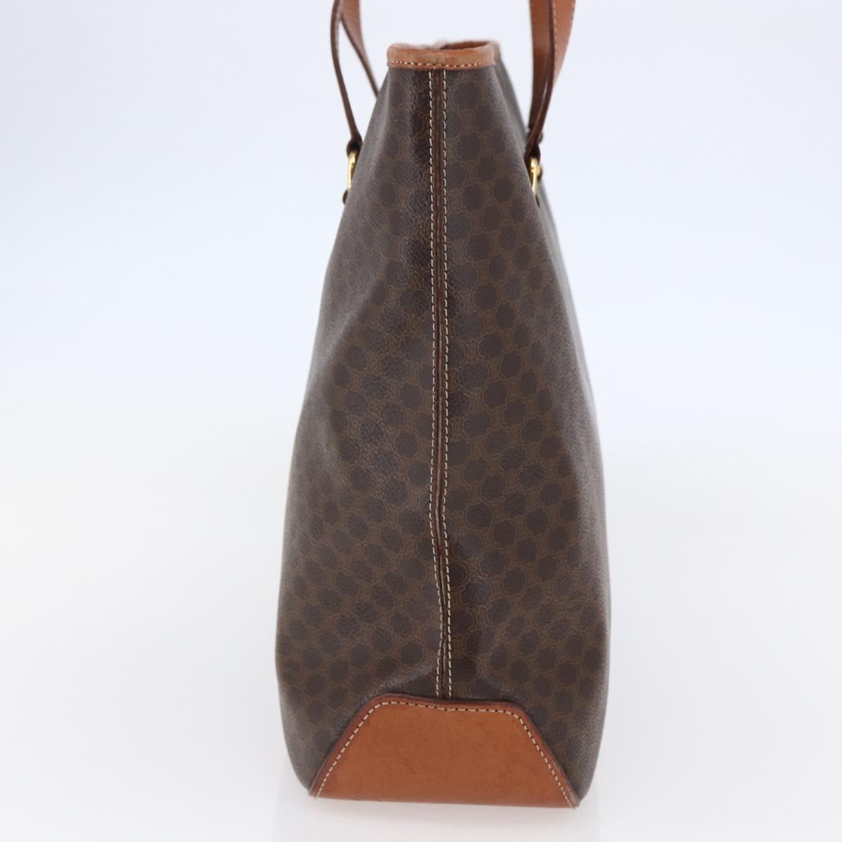 CELINE Macadam Canvas Tote Bag PVC Leather Brown Gold Auth ep11109