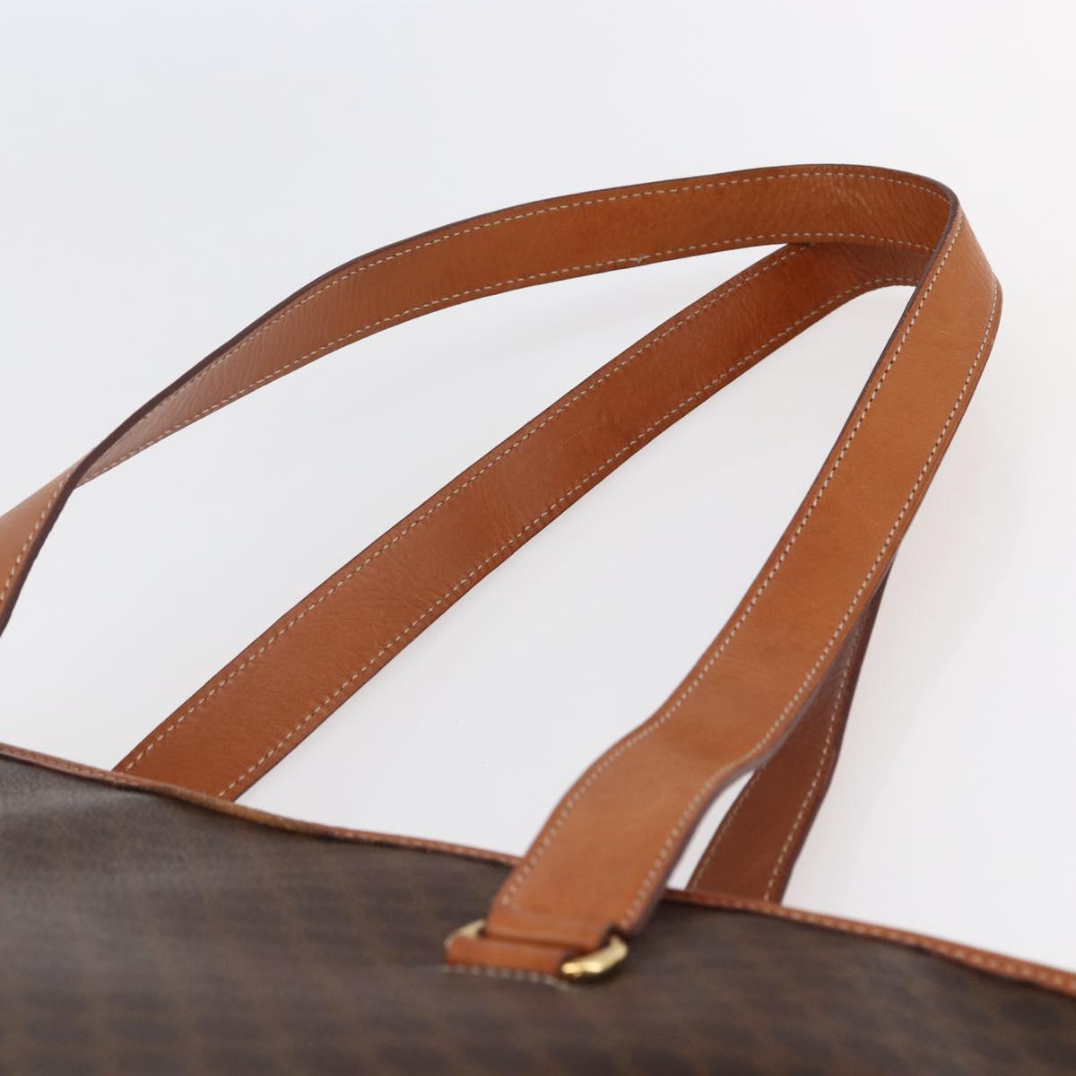CELINE Macadam Canvas Tote Bag PVC Leather Brown Gold Auth ep11109