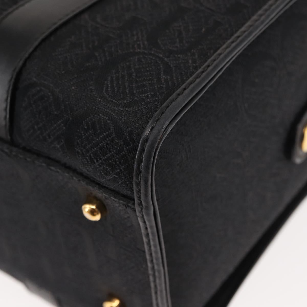 GUCCI Hand Bag Canvas Black Gold Auth ep11115