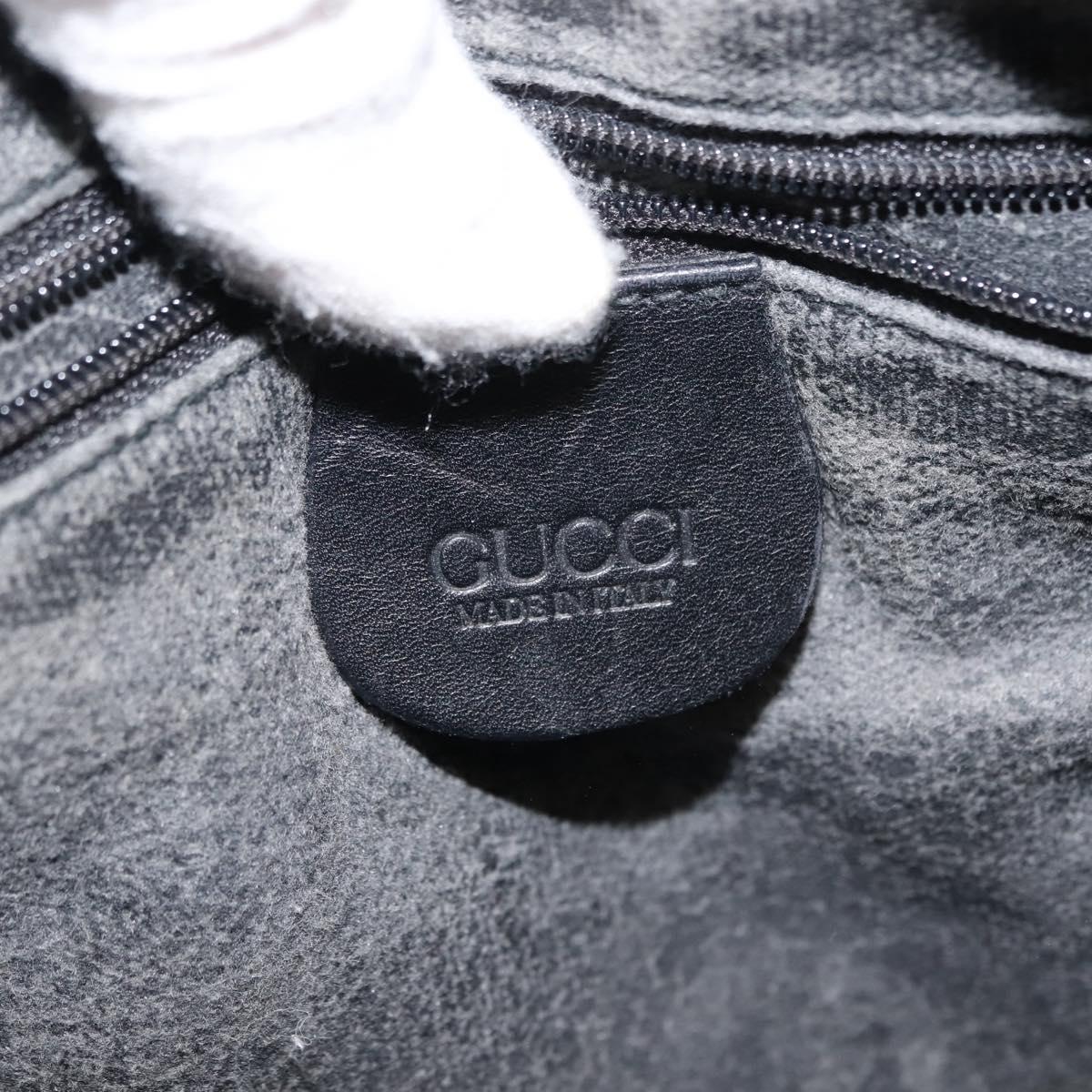 GUCCI Hand Bag Canvas Black Gold Auth ep11115