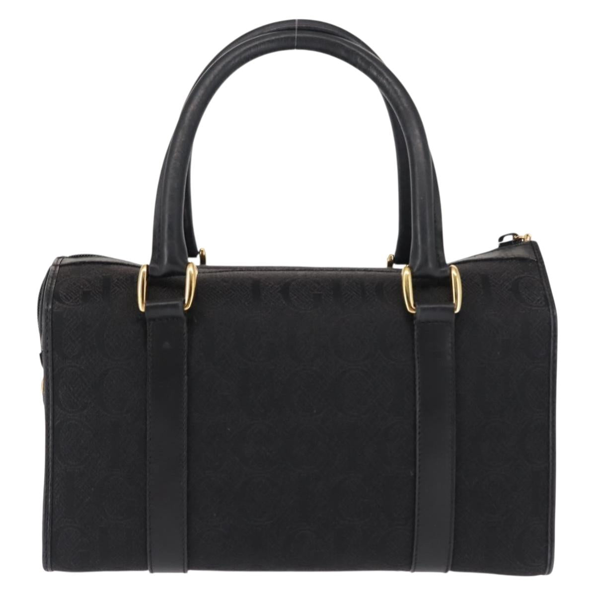 GUCCI Hand Bag Canvas Black Gold Auth ep11115