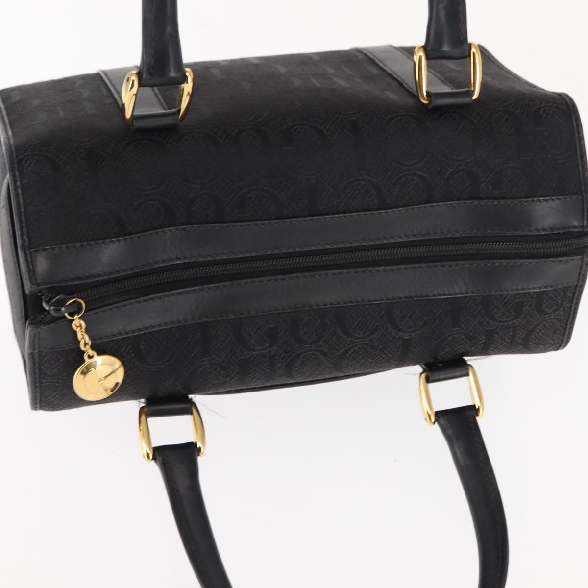 GUCCI Hand Bag Canvas Black Gold Auth ep11115