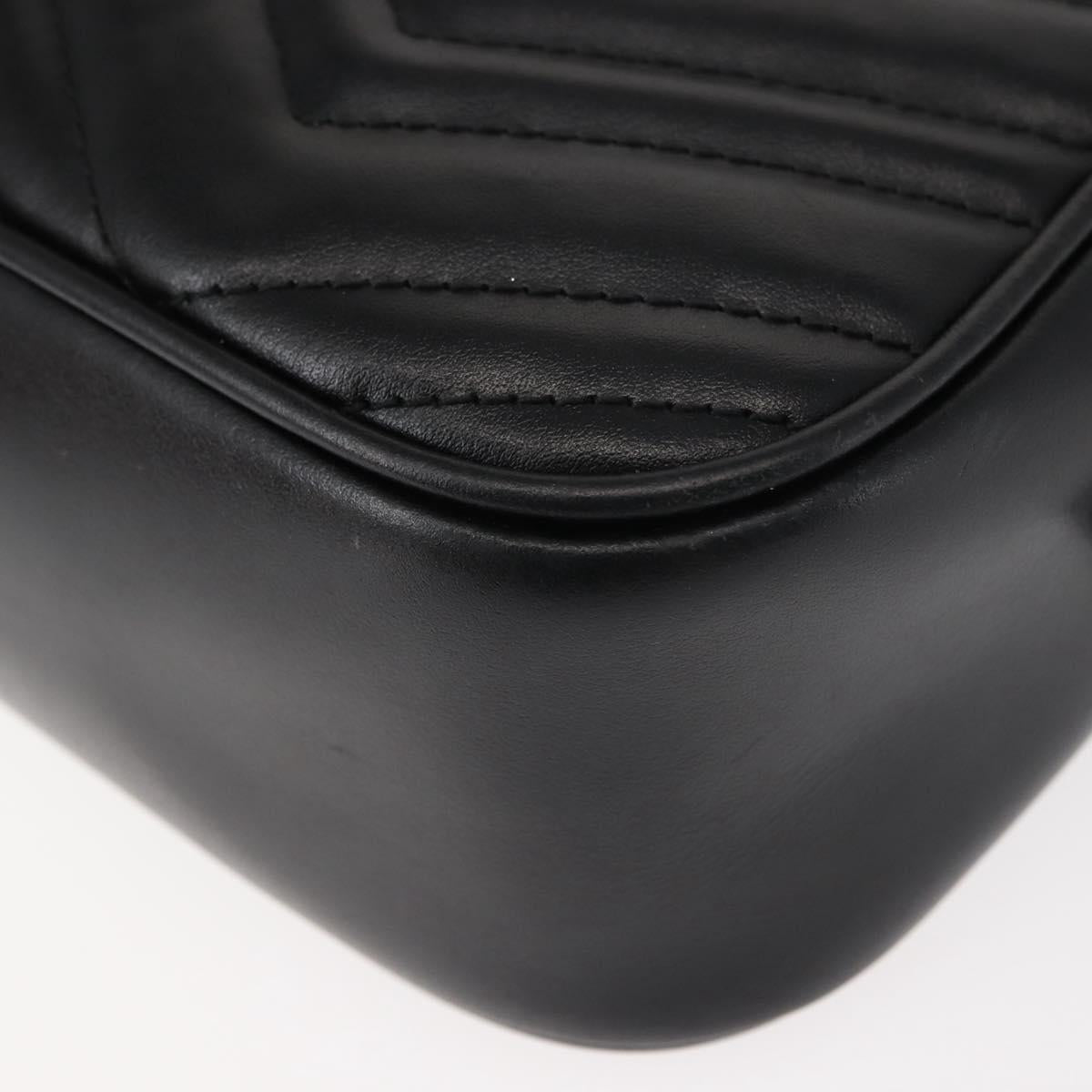 GUCCI GG Marmont Shoulder Bag Leather Black Gold 447632 Auth ep11116