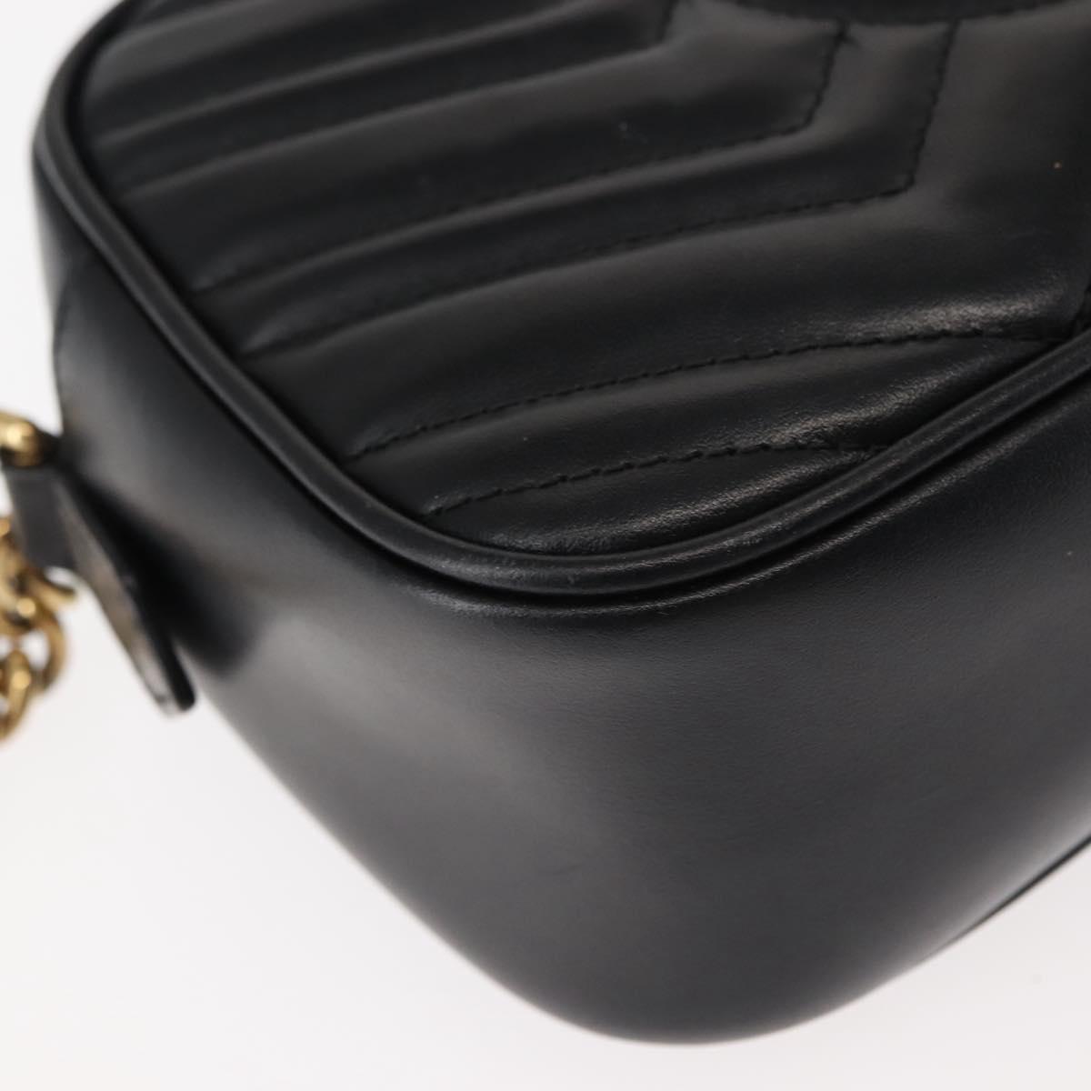 GUCCI GG Marmont Shoulder Bag Leather Black Gold 447632 Auth ep11116
