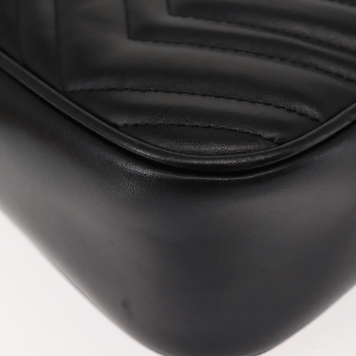 GUCCI GG Marmont Shoulder Bag Leather Black Gold 447632 Auth ep11116