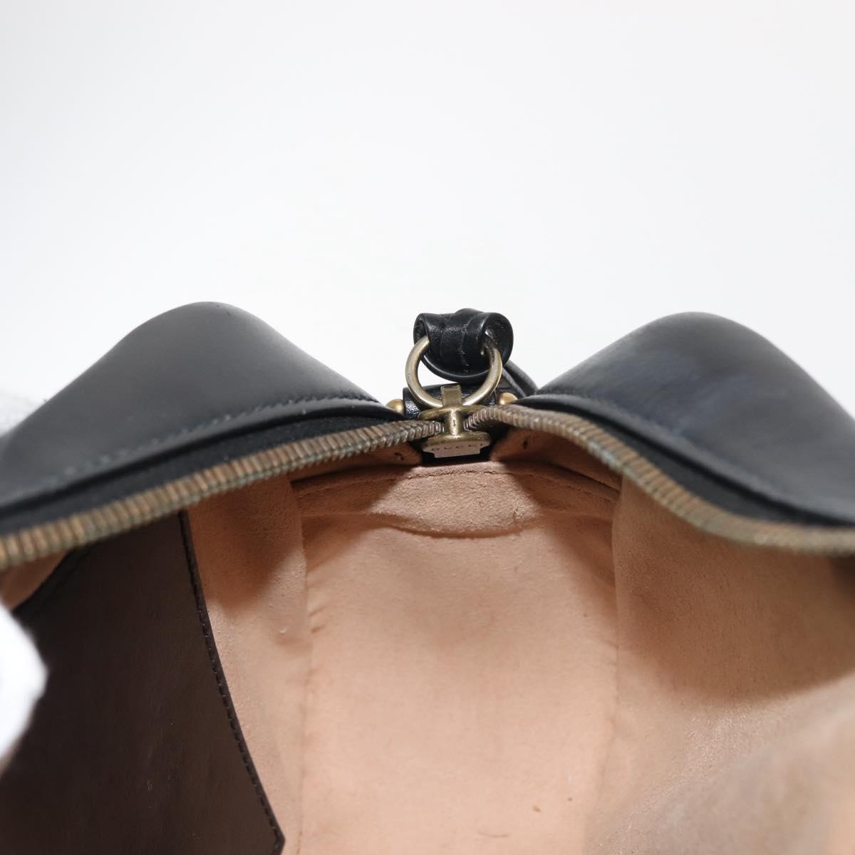 GUCCI GG Marmont Shoulder Bag Leather Black Gold 447632 Auth ep11116