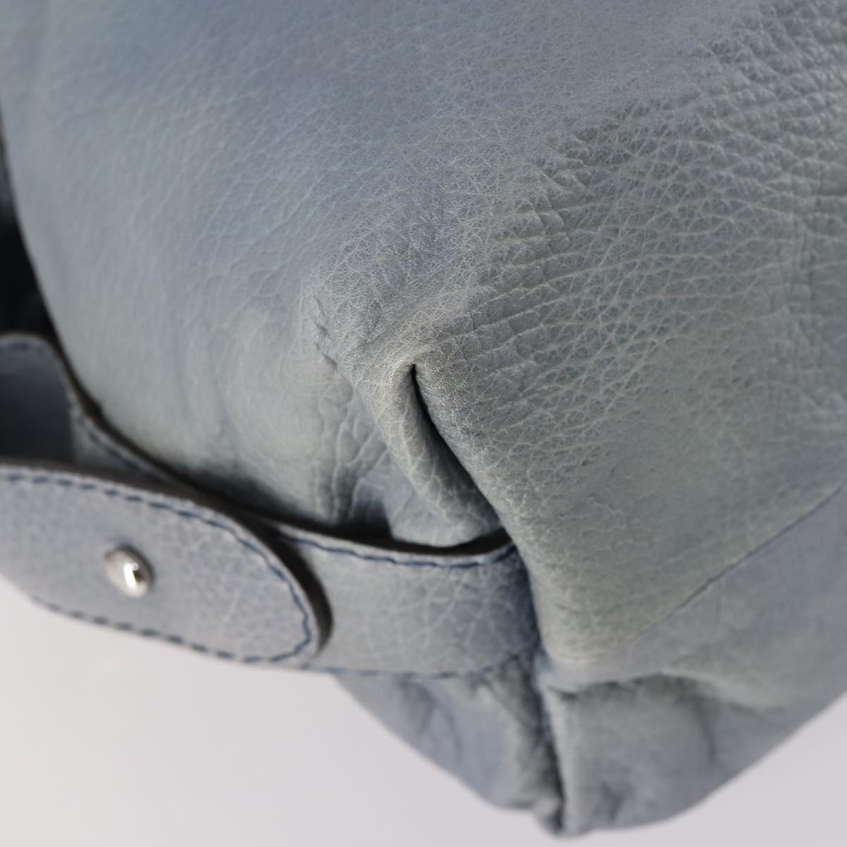 GUCCI Bamboo Tote Bag Leather Blue Auth ep11117