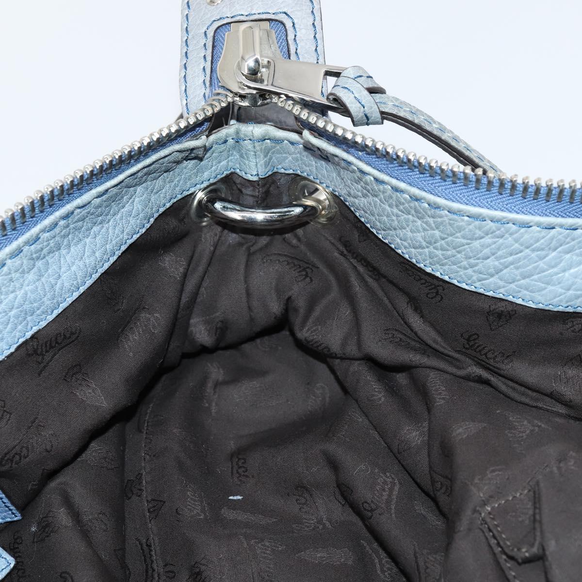 GUCCI Bamboo Tote Bag Leather Blue Auth ep11117