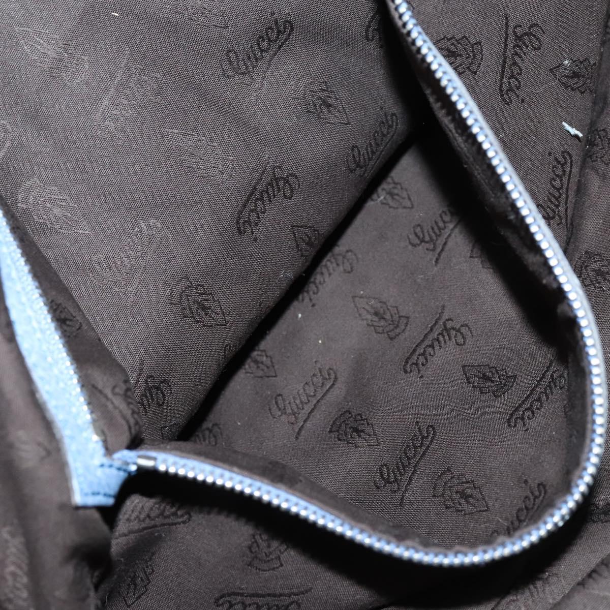 GUCCI Bamboo Tote Bag Leather Blue Auth ep11117