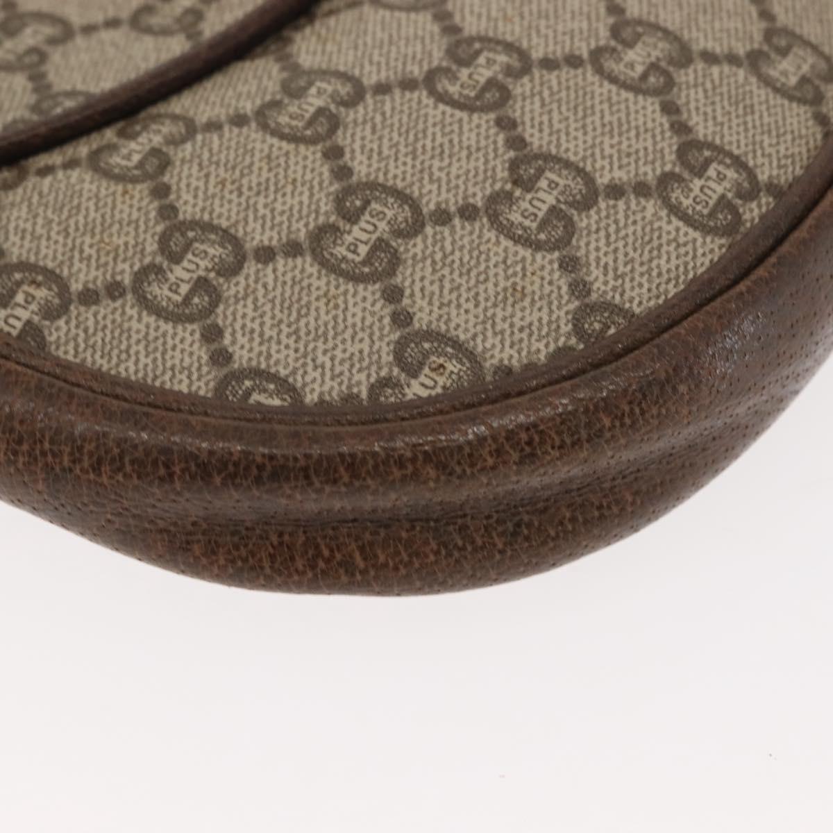 GUCCI GG Plus Supreme Shoulder Bag PVC Beige Gold Auth ep11120