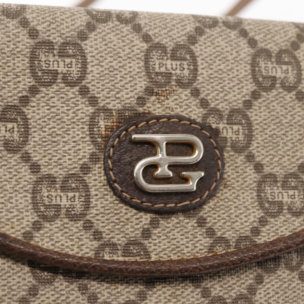 GUCCI GG Plus Supreme Shoulder Bag PVC Beige Gold Auth ep11120