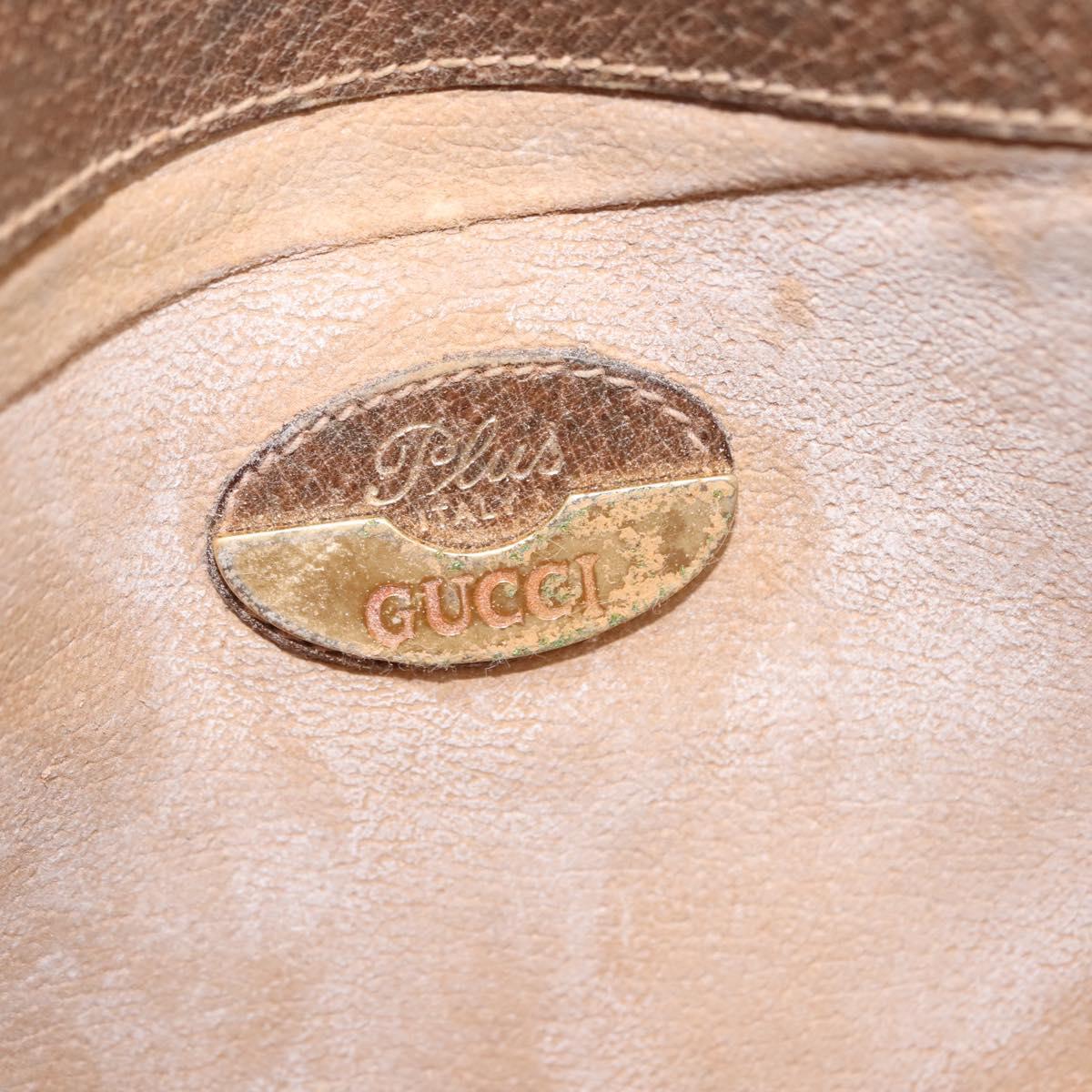GUCCI GG Plus Supreme Shoulder Bag PVC Beige Gold Auth ep11120