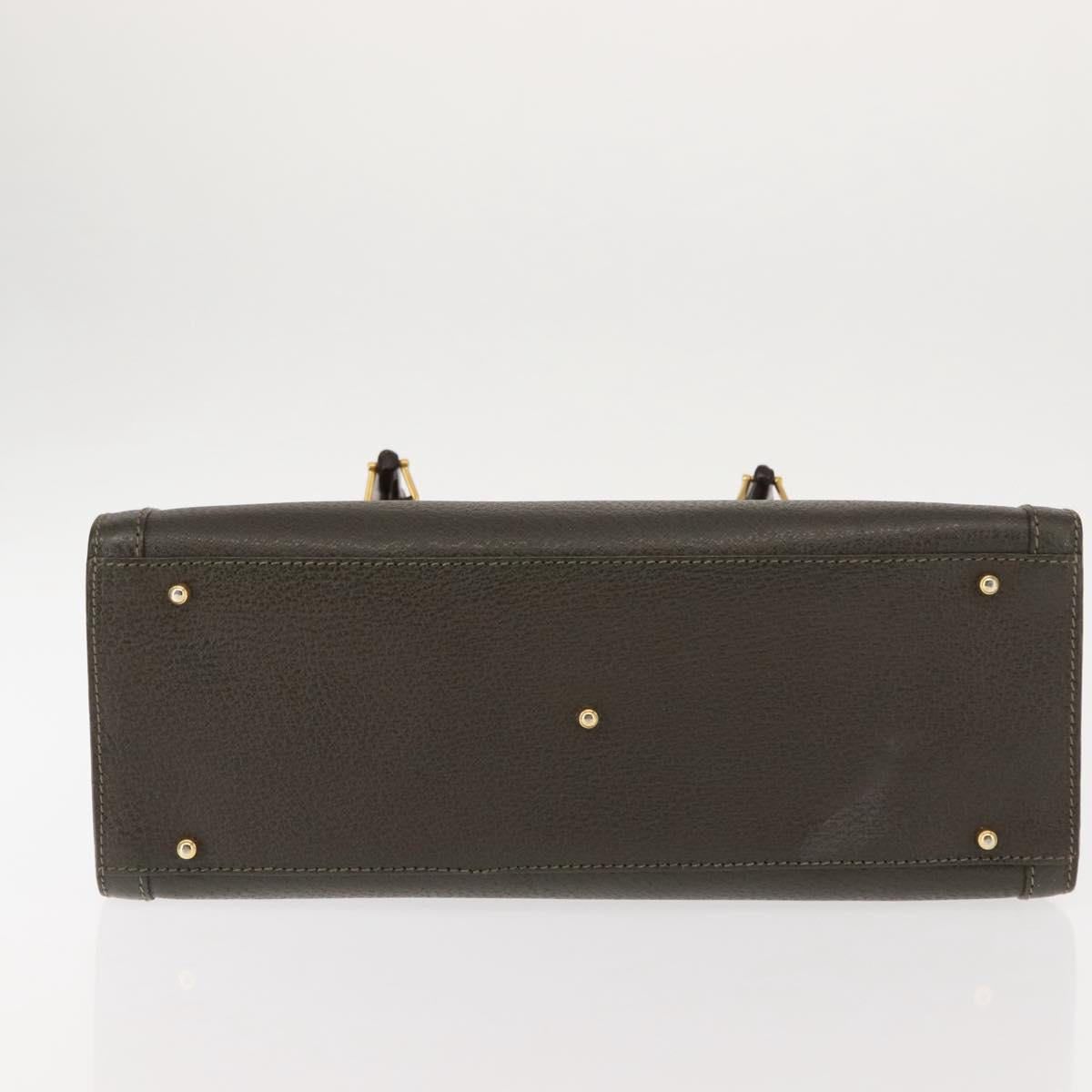 GUCCI Bamboo Hand Bag Leather Khaki Auth ep11123