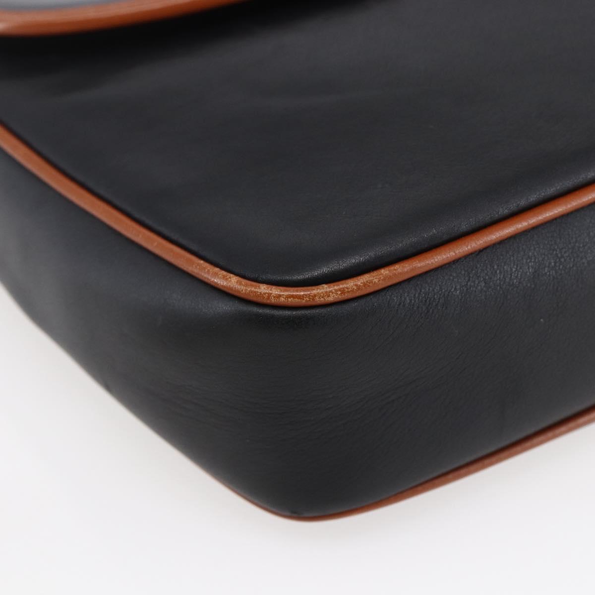 CELINE Shoulder Bag Leather Black Gold Auth ep11125