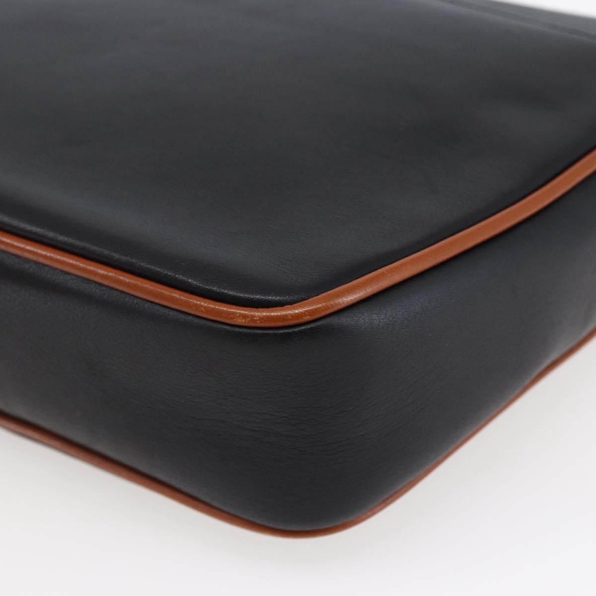 CELINE Shoulder Bag Leather Black Gold Auth ep11125