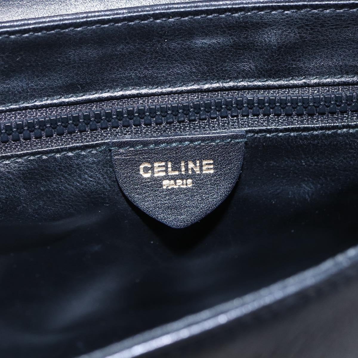 CELINE Shoulder Bag Leather Black Gold Auth ep11125