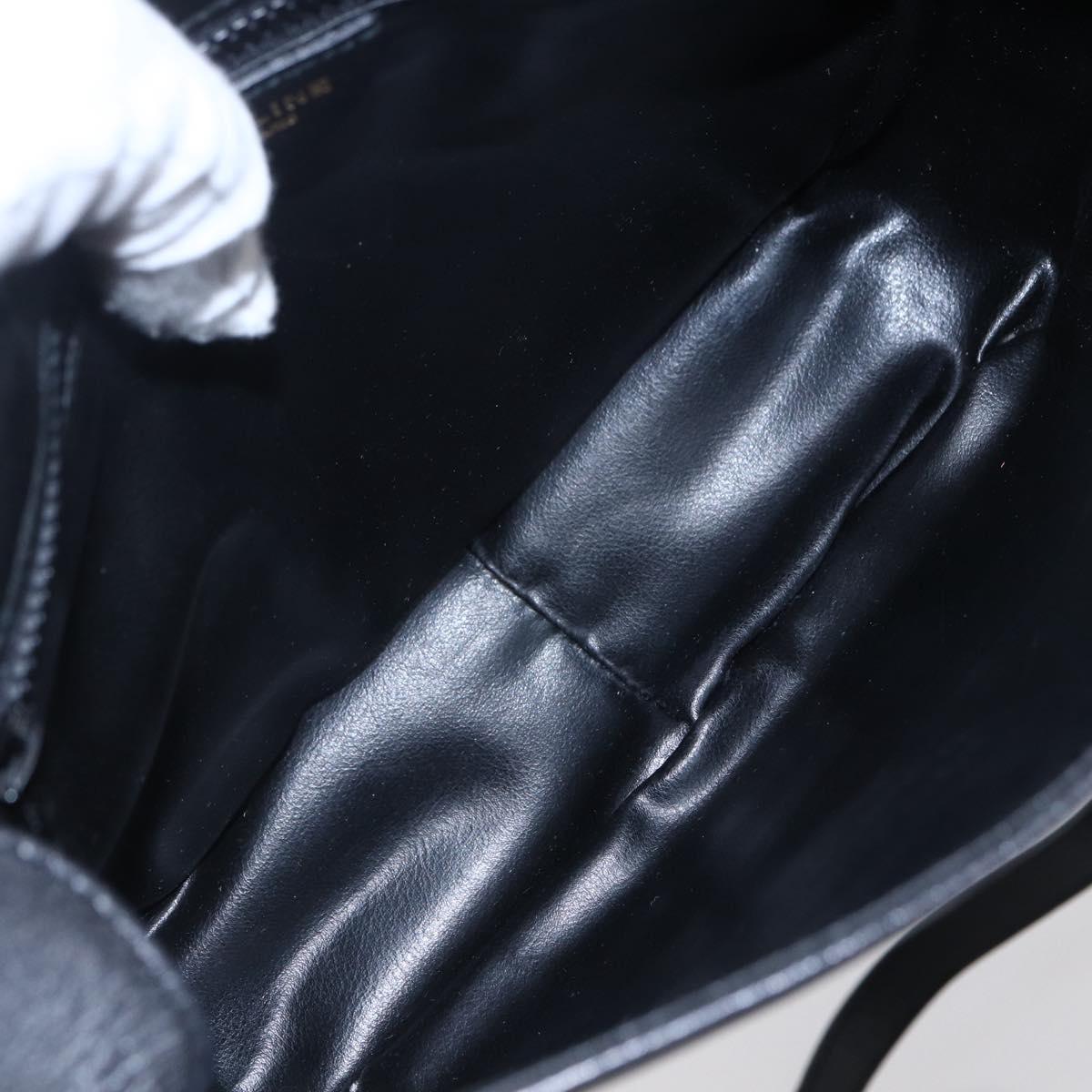 CELINE Shoulder Bag Leather Black Gold Auth ep11125