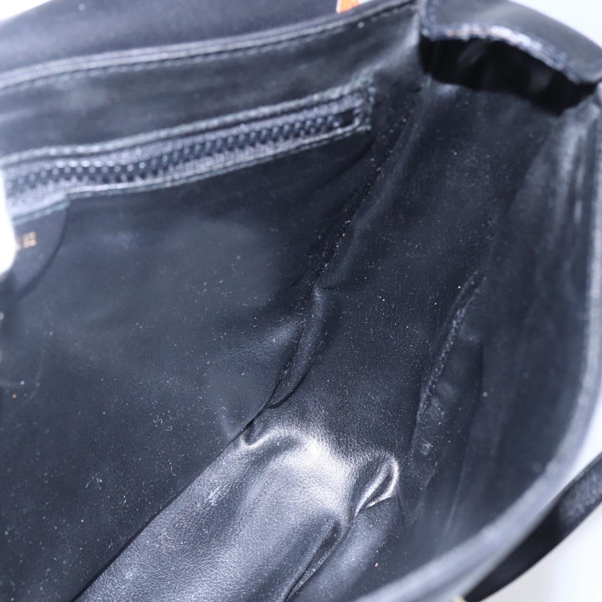 CELINE Shoulder Bag Leather Black Gold Auth ep11125