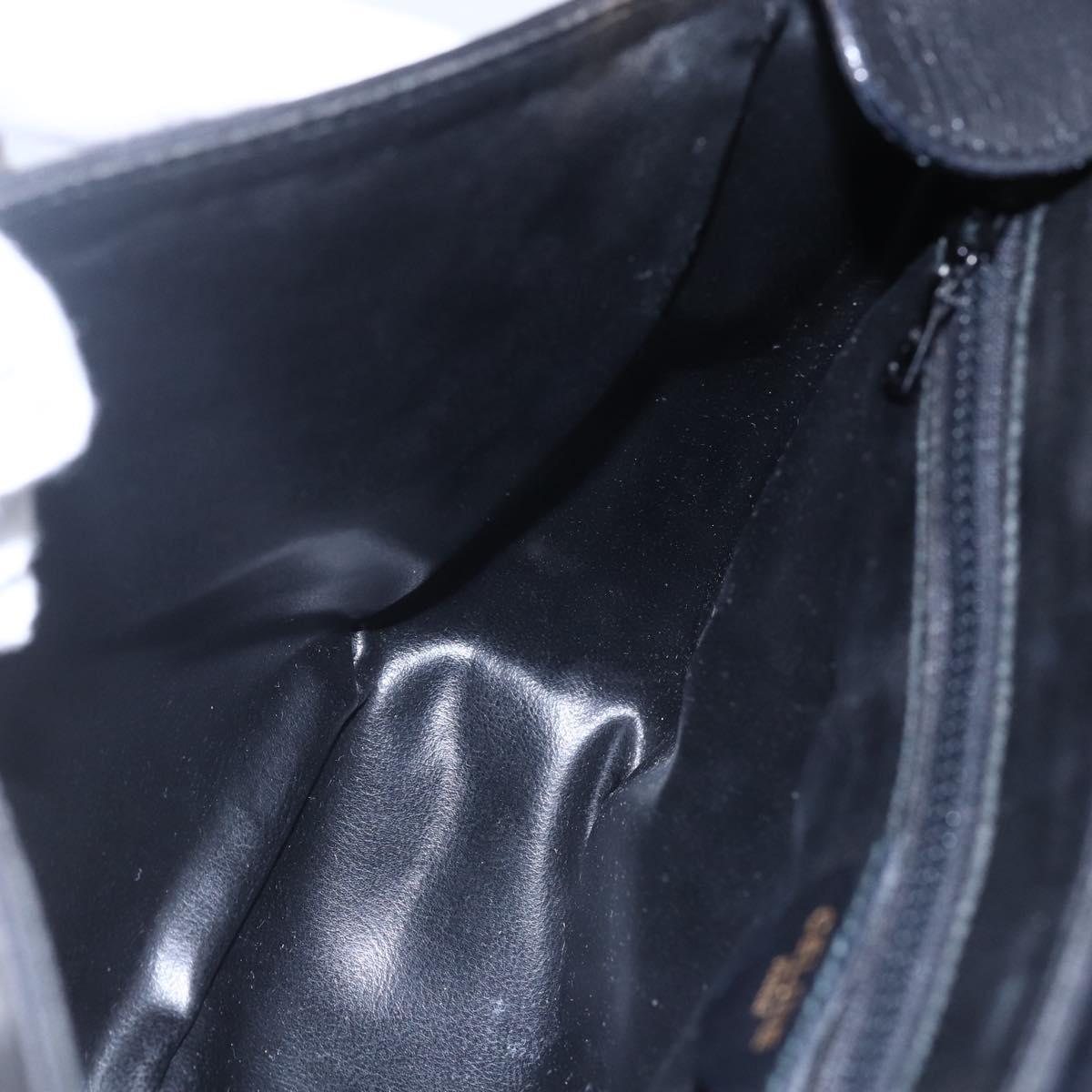 CELINE Shoulder Bag Leather Black Gold Auth ep11125