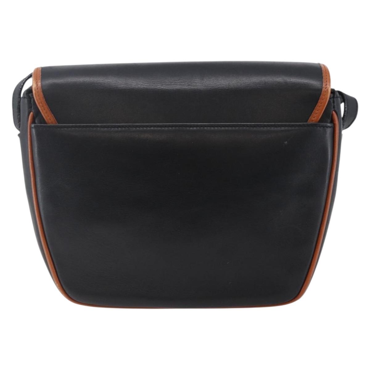 CELINE Shoulder Bag Leather Black Gold Auth ep11125