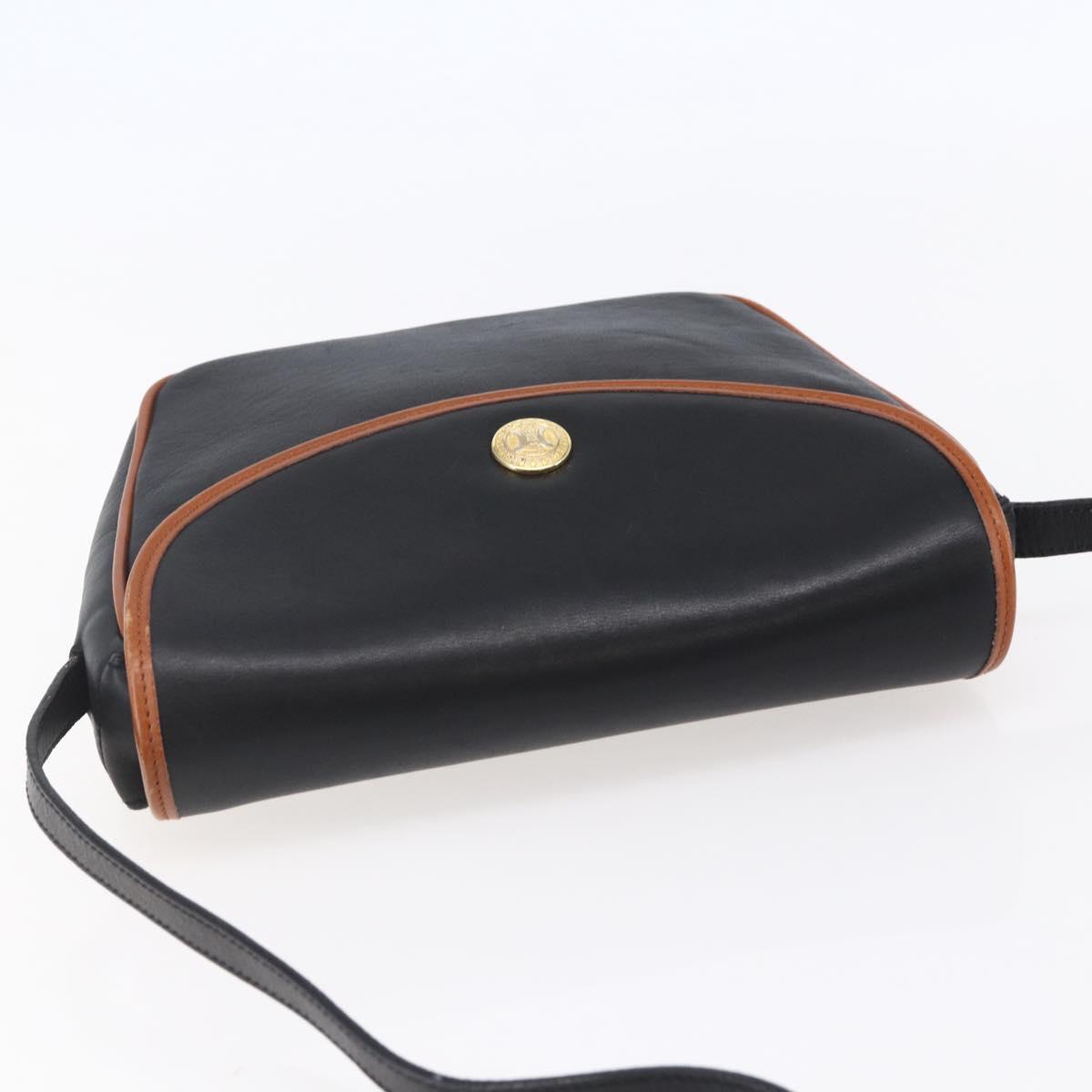 CELINE Shoulder Bag Leather Black Gold Auth ep11125