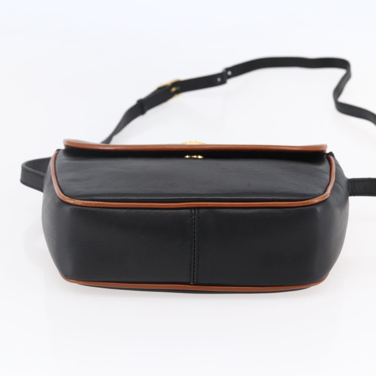 CELINE Shoulder Bag Leather Black Gold Auth ep11125