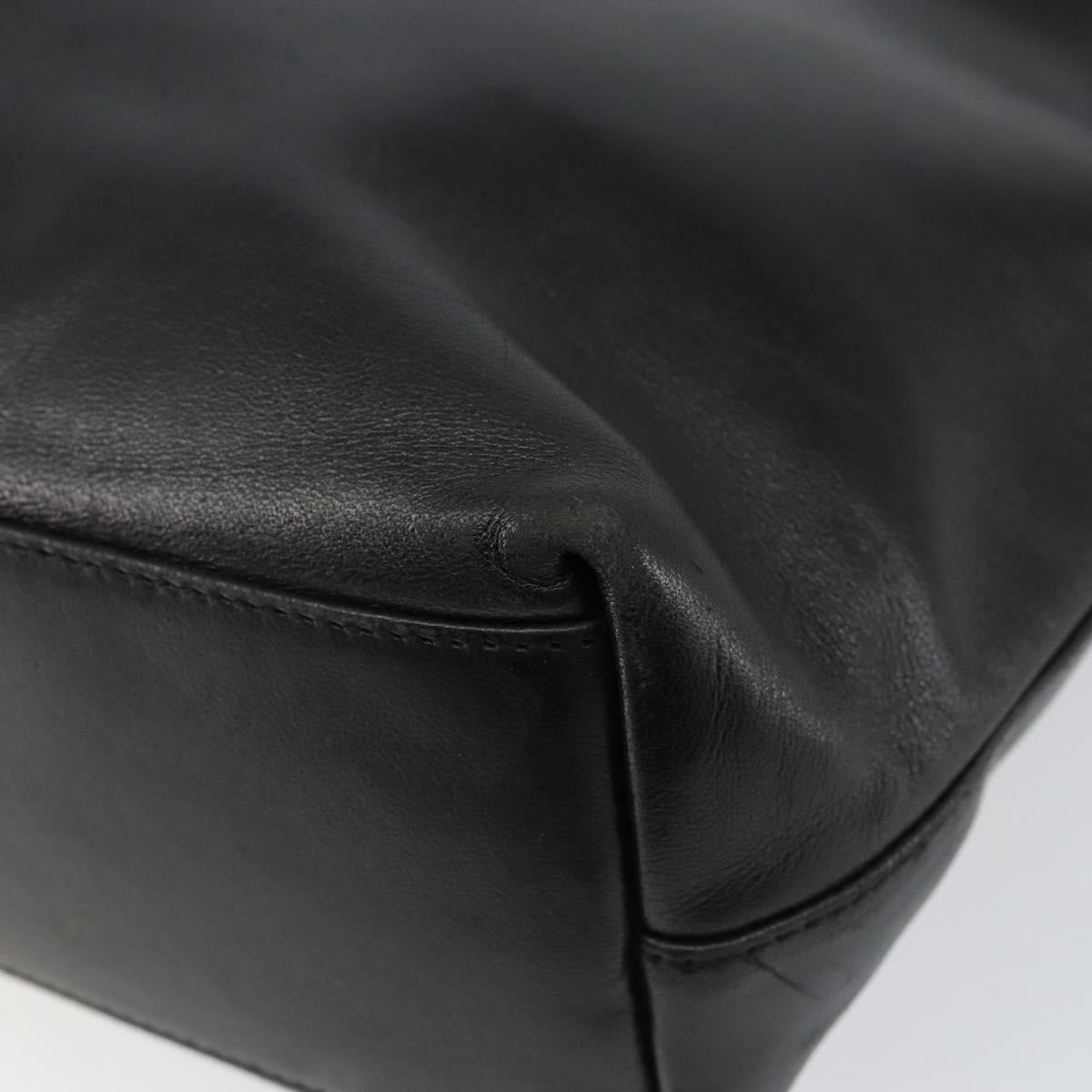 PRADA Hand Bag Leather Black Auth ep11128