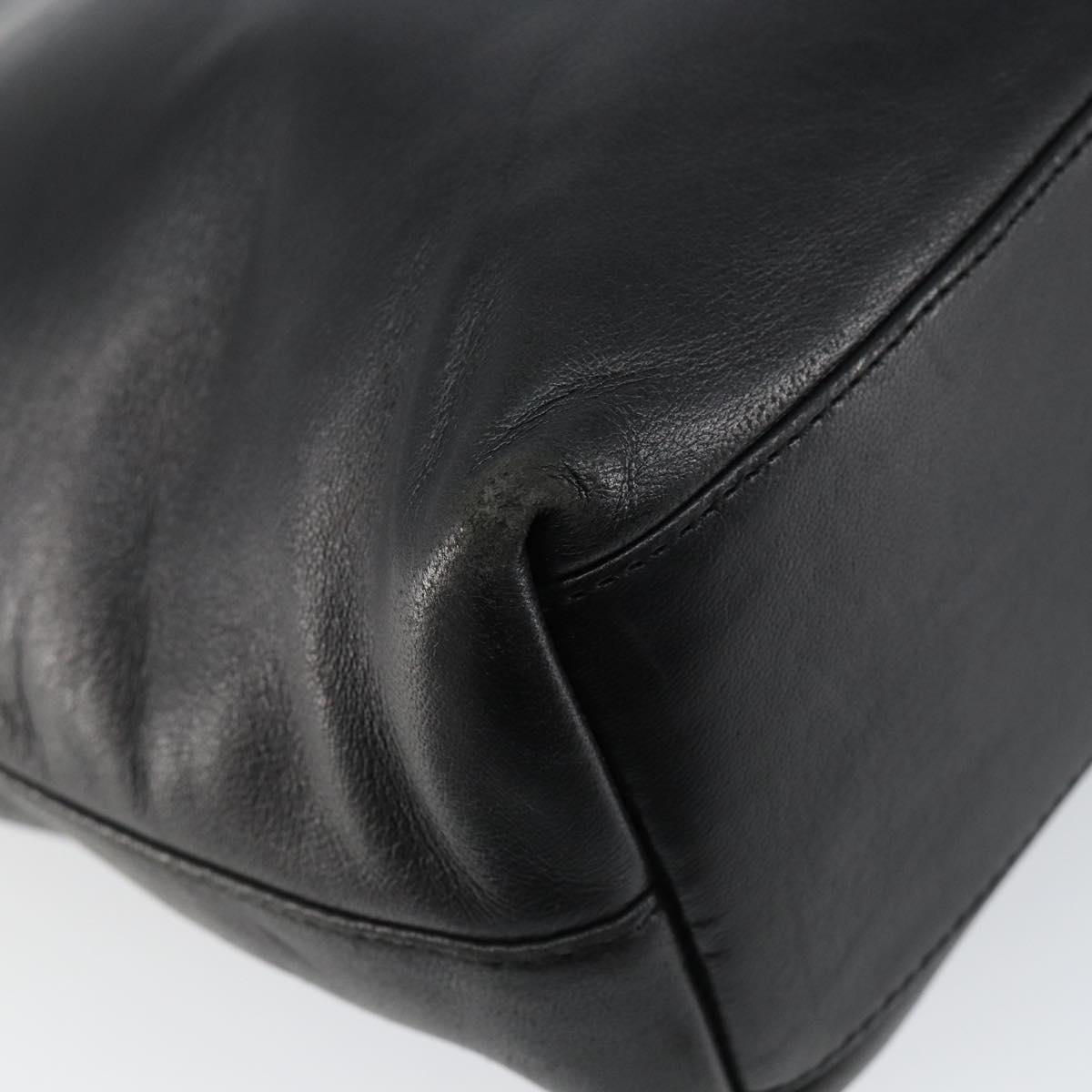 PRADA Hand Bag Leather Black Auth ep11128