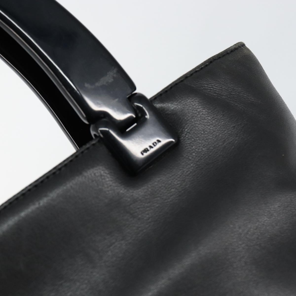 PRADA Hand Bag Leather Black Auth ep11128