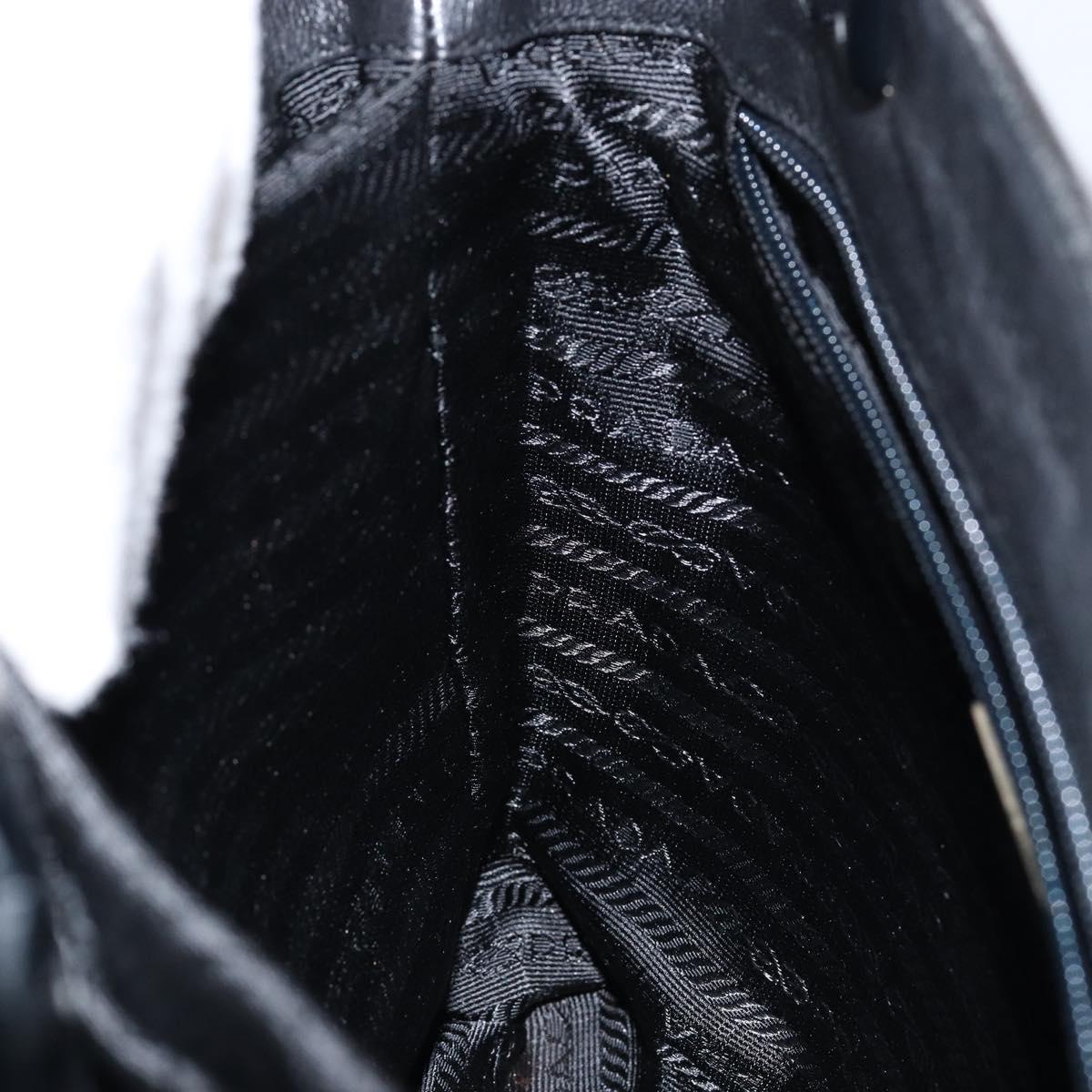 PRADA Hand Bag Leather Black Auth ep11128