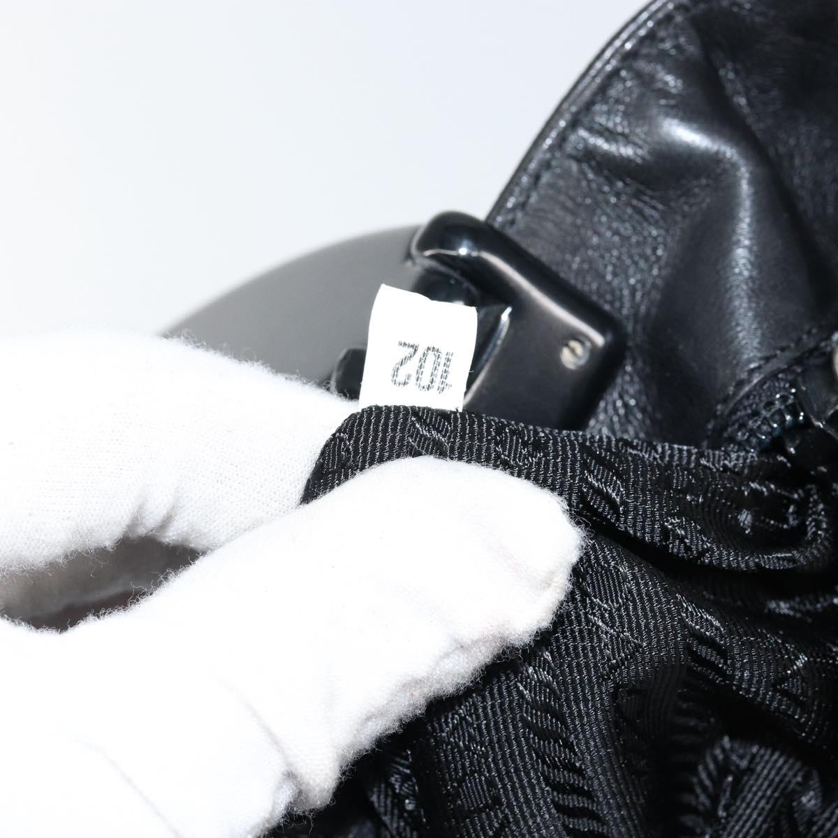 PRADA Hand Bag Leather Black Auth ep11128