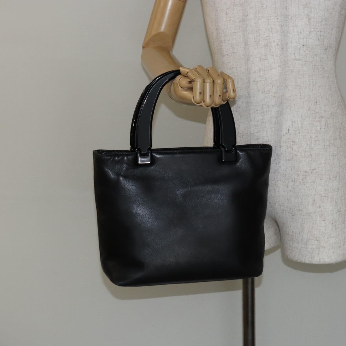 PRADA Hand Bag Leather Black Auth ep11128