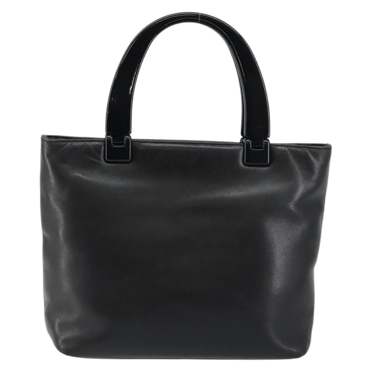 PRADA Hand Bag Leather Black Auth ep11128