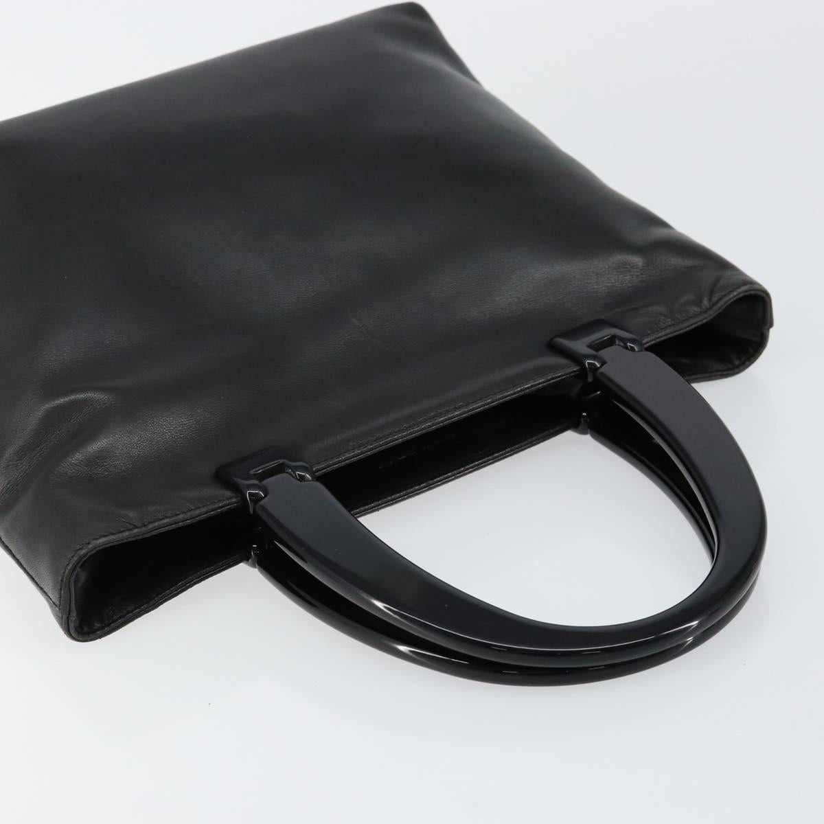PRADA Hand Bag Leather Black Auth ep11128