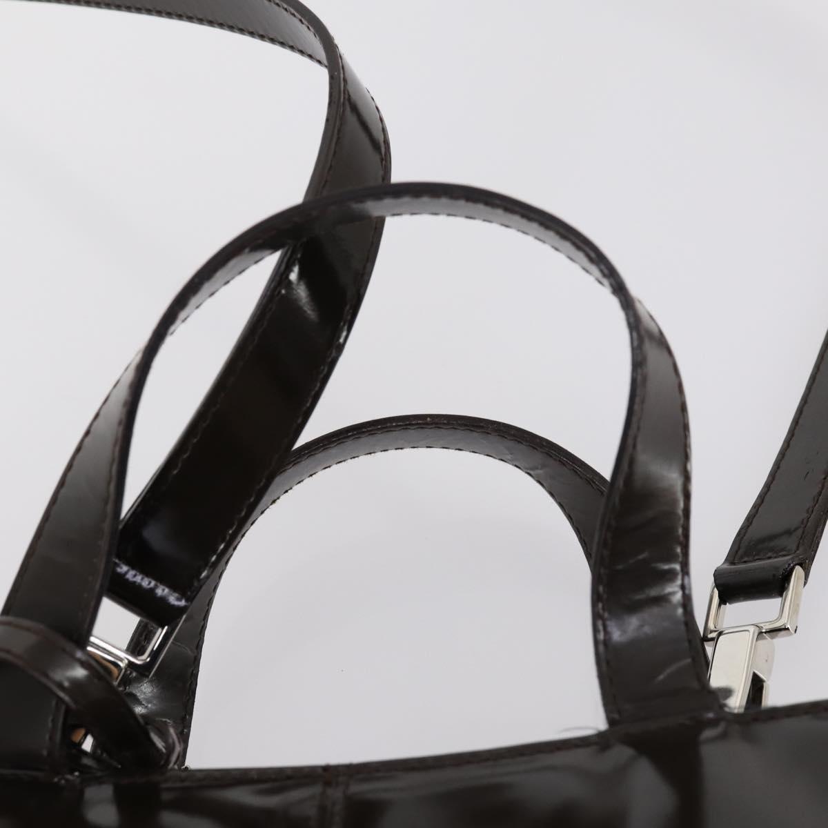 GUCCI Hand Bag Patent leather 2way Brown Auth ep11132