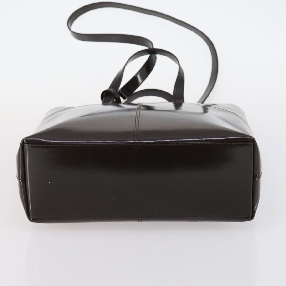 GUCCI Hand Bag Patent leather 2way Brown Auth ep11132