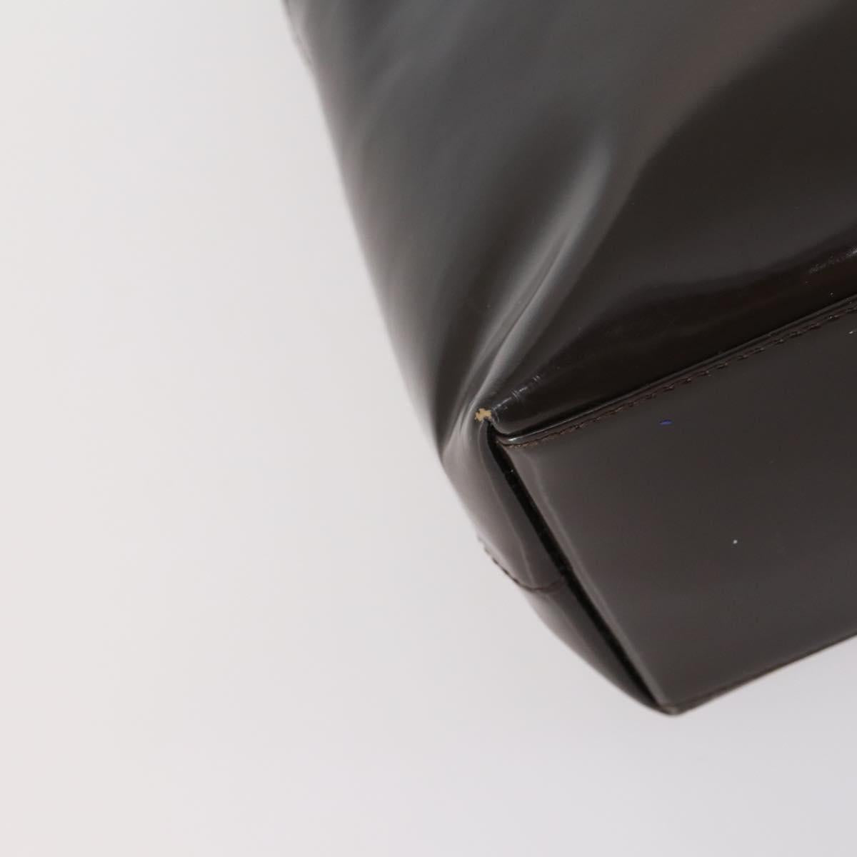 GUCCI Hand Bag Patent leather 2way Brown Auth ep11132