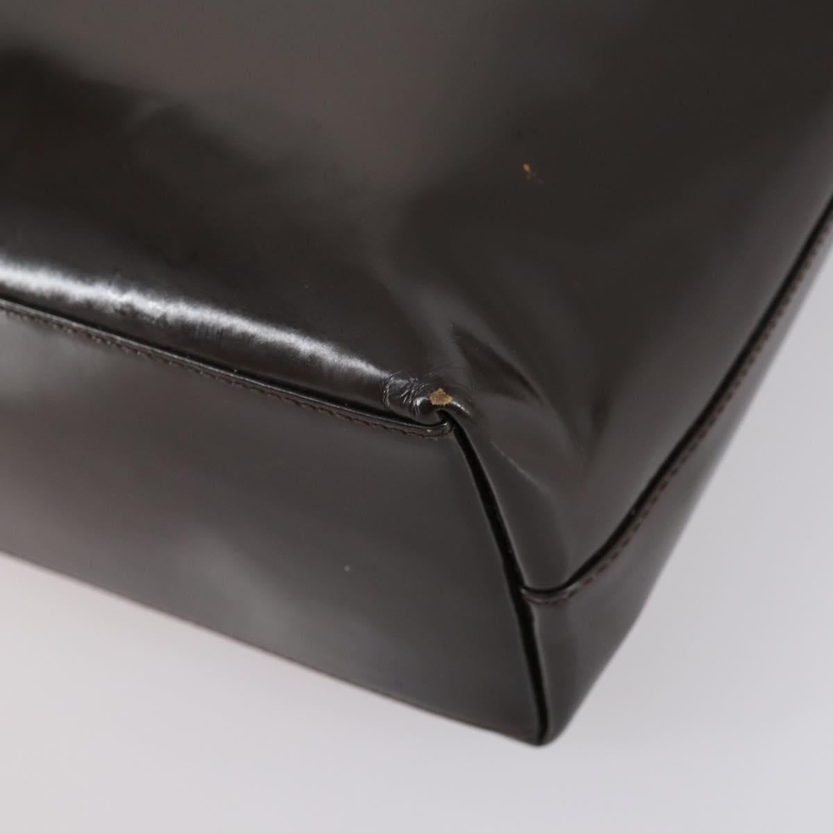 GUCCI Hand Bag Patent leather 2way Brown Auth ep11132