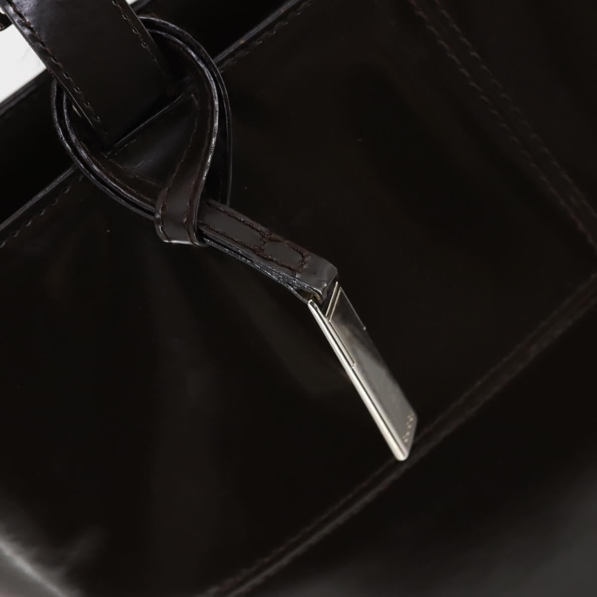 GUCCI Hand Bag Patent leather 2way Brown Auth ep11132