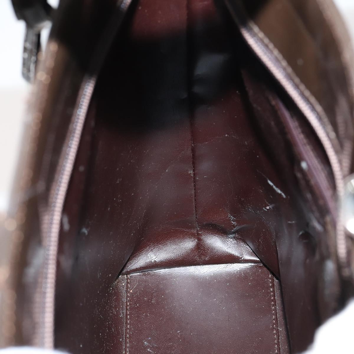 GUCCI Hand Bag Patent leather 2way Brown Auth ep11132