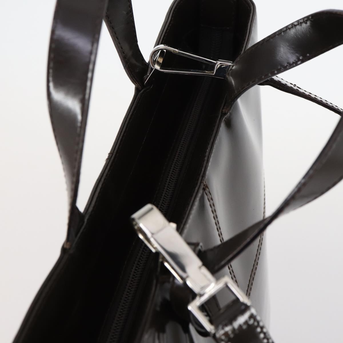 GUCCI Hand Bag Patent leather 2way Brown Auth ep11132