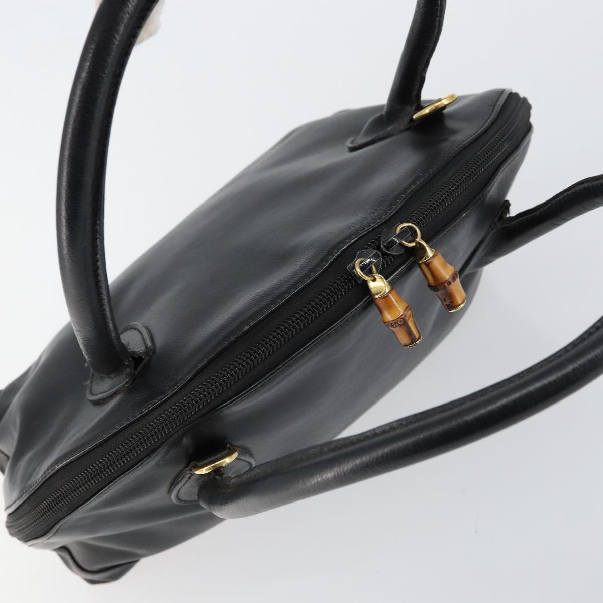 GUCCI Bamboo Hand Bag Leather Black Auth ep11133