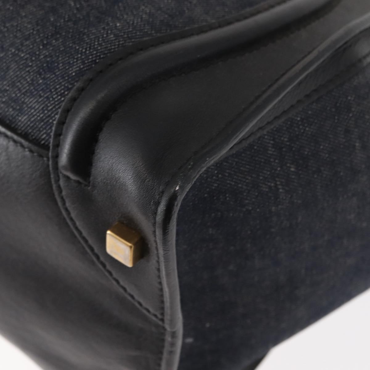 CELINE Luggage Mini shopper Hand Bag Denim Black Gold Auth ep11134