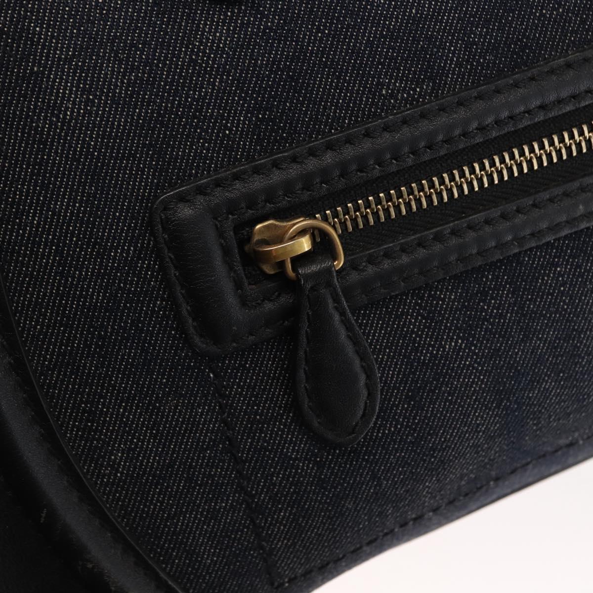 CELINE Luggage Mini shopper Hand Bag Denim Black Gold Auth ep11134